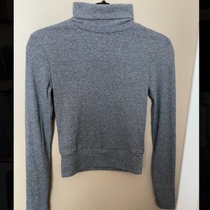 Cropped long sleeve turtle neck